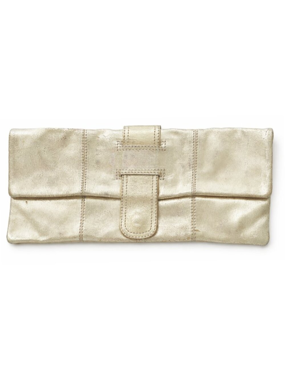 Arden B. Soft Leather Clutch Bag in Metallic Pale Gold | Made In India